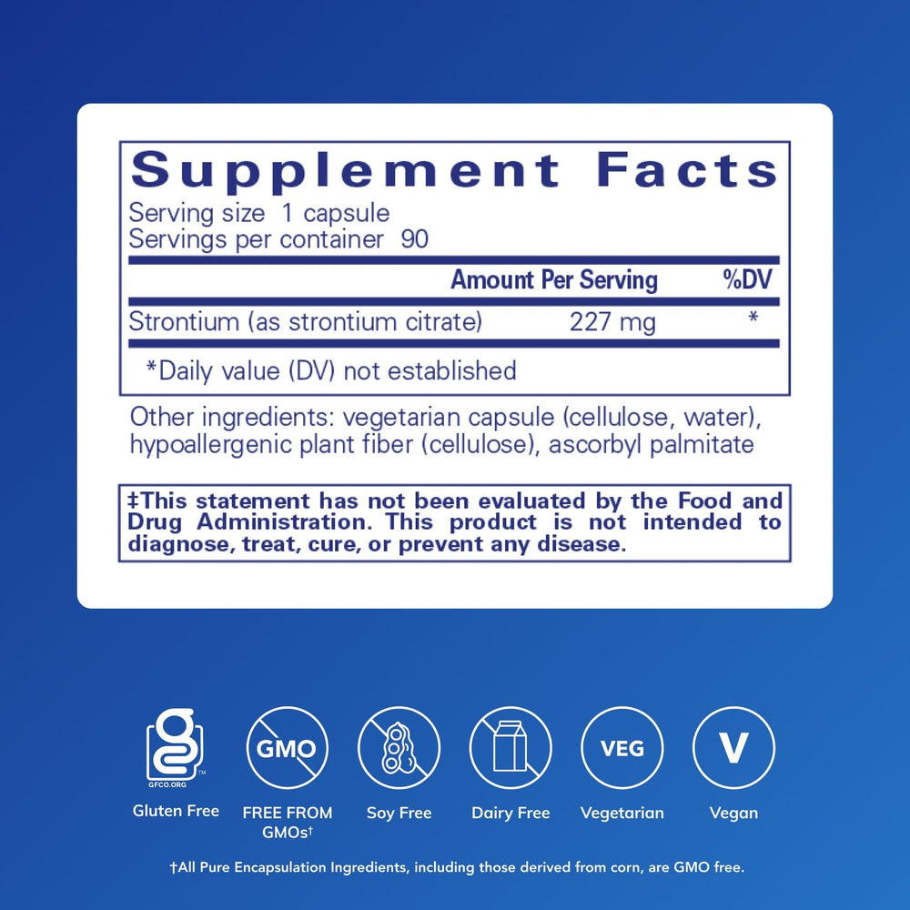 Label for Pure Encapsulations Strontium (Citrate) bottle