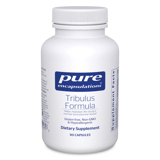 Bottle of Pure Encapsulations Tribulus Formula 90 capsules on a white background