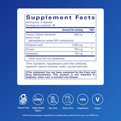 Close-up of product label for Pure Encapsulations Tribulus Formula