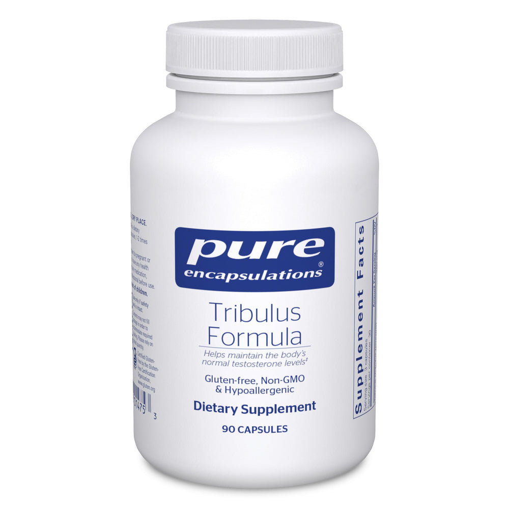 Pure Encapsulations Tribulus Formula bottle supports testosterone balance.