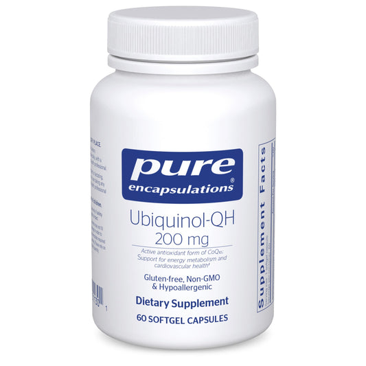 Pure Encapsulations Ubiquinol-QH 200 mg bottle, front view