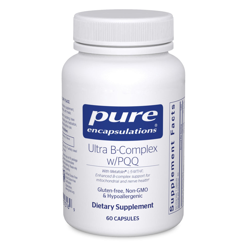 Pure Encapsulations Ultra B-Complex with PQQ bottle suggesting mitochondrial support