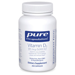 Pure Encapsulations Vitamin D3 bottle with 250 capsules