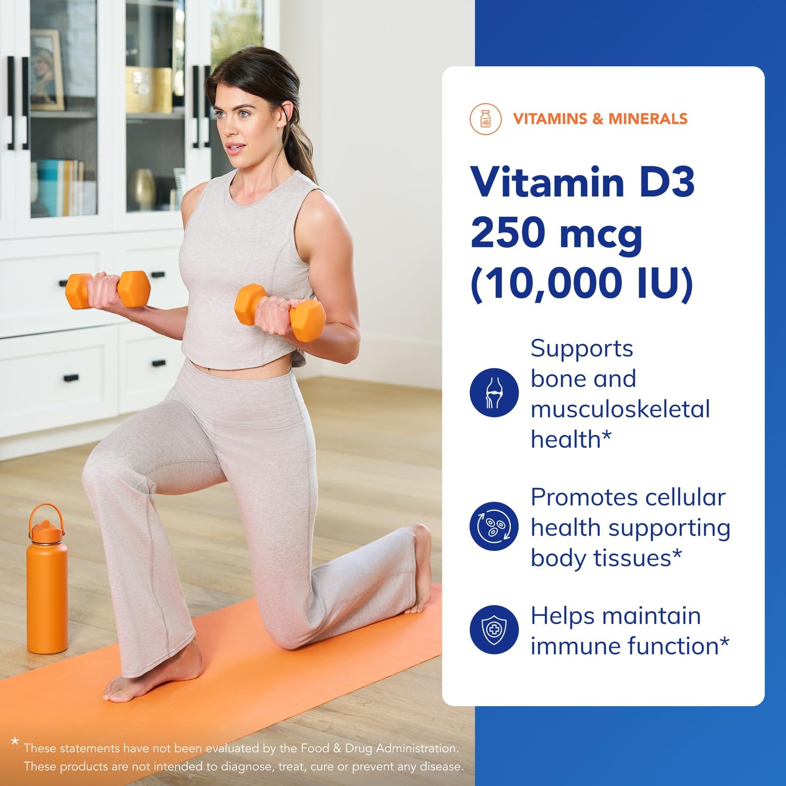 Supplement facts panel for Vitamin D3 250 mcg