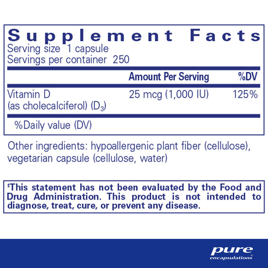 Close-up of Vitamin D3 bottle label