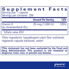 Close-up of Vitamin D3 bottle label