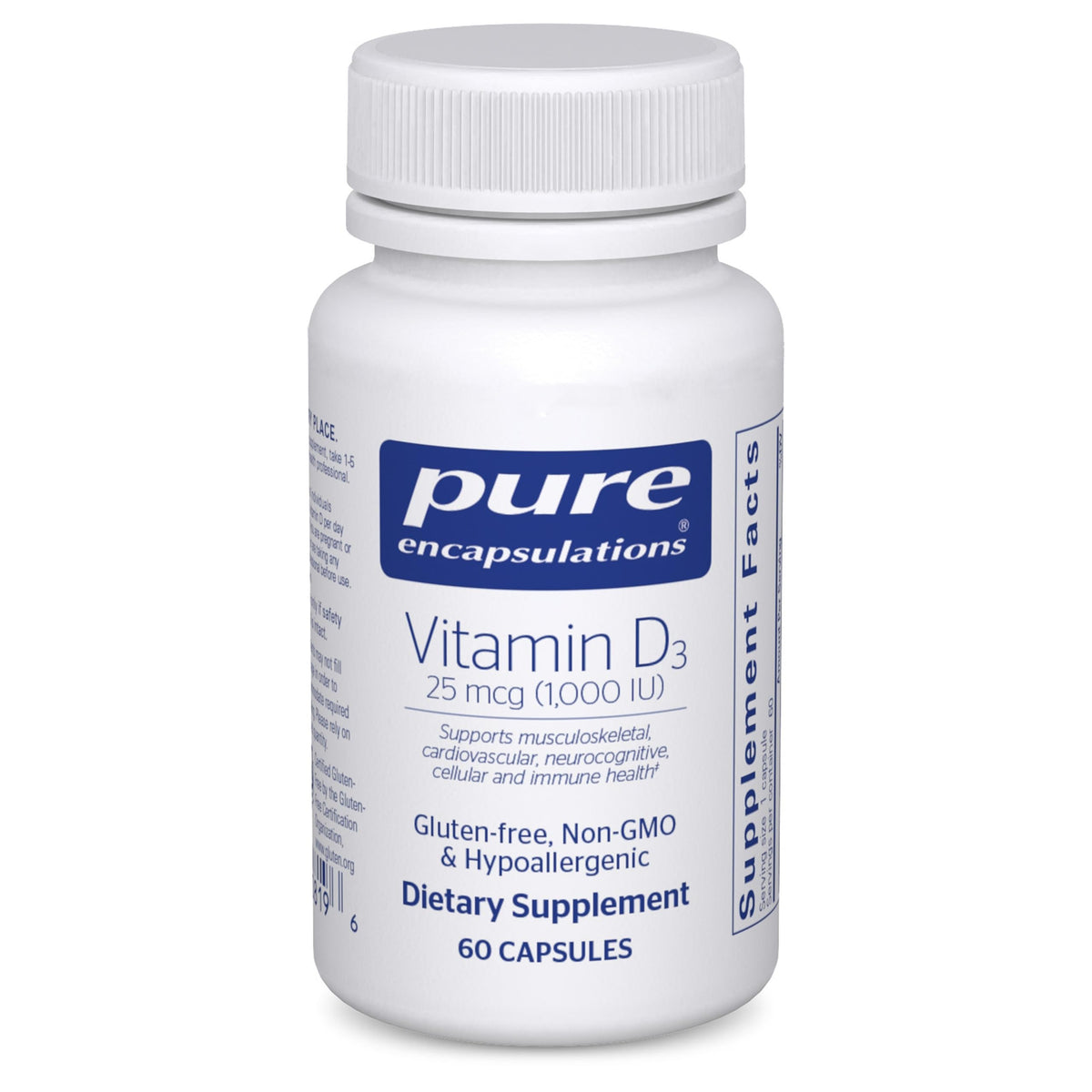 Pure Encapsulations Vitamin D3 bottle front label