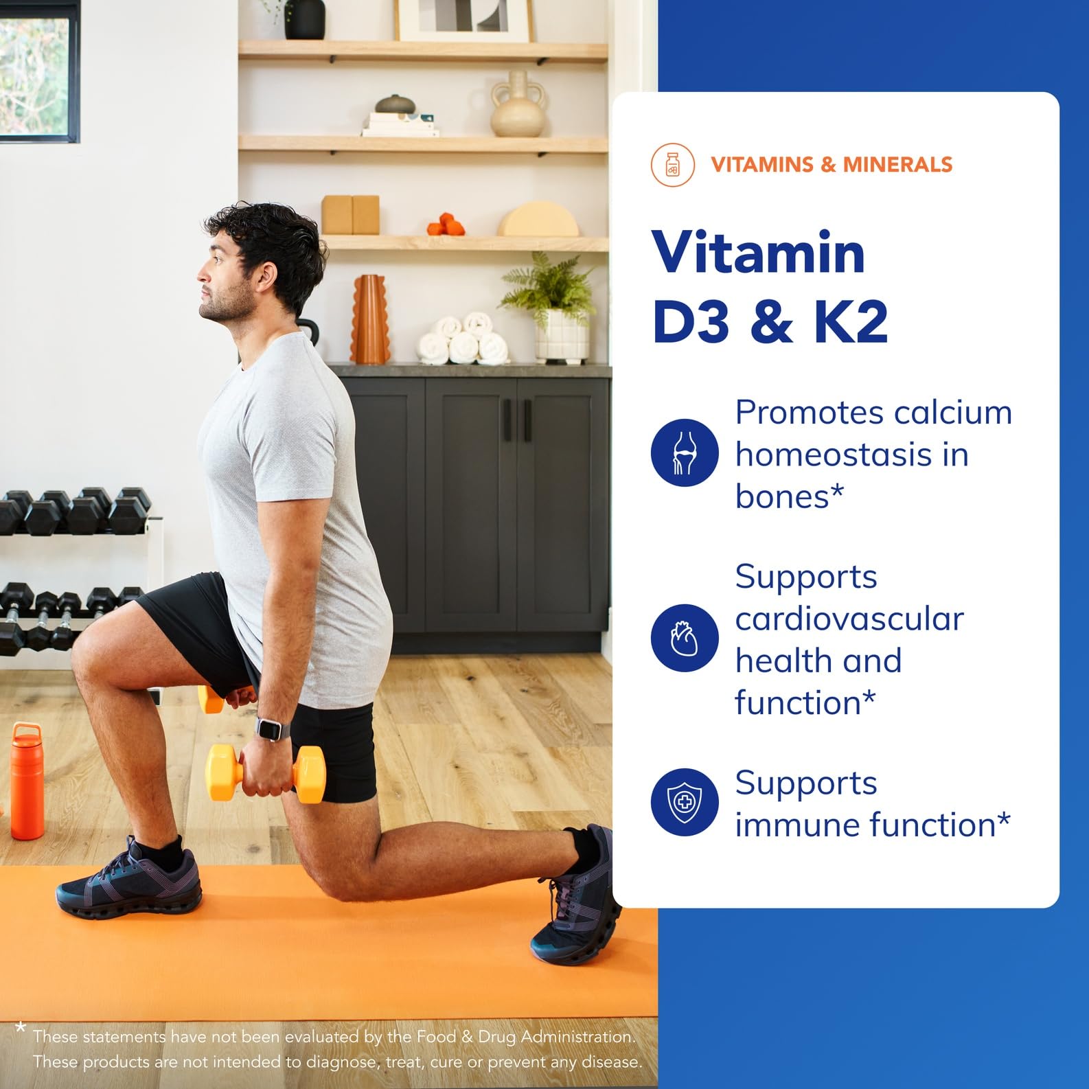 Vitamin D3 & K2 capsules next to bottle
