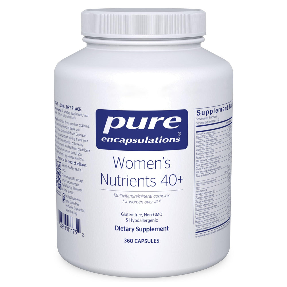 Bottle of Pure Encapsulations Women's Nutrients 40+ multivitamin 360 capsules