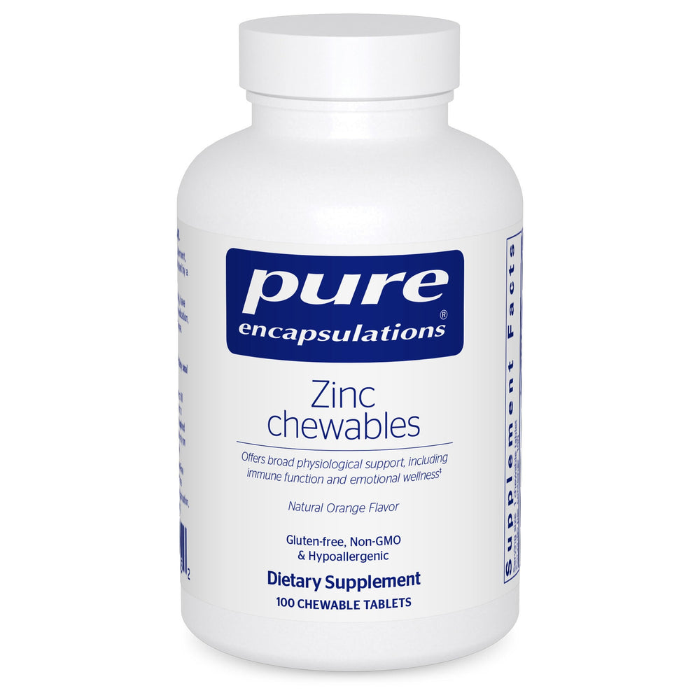 Bottle of Pure Encapsulations Zinc Chewables with orange flavor