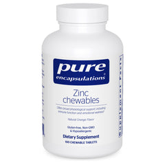 Bottle of Pure Encapsulations Zinc Chewables with orange flavor