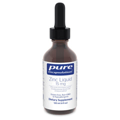 Pure Encapsulations Zinc Liquid 15 mg bottle front for immune support.