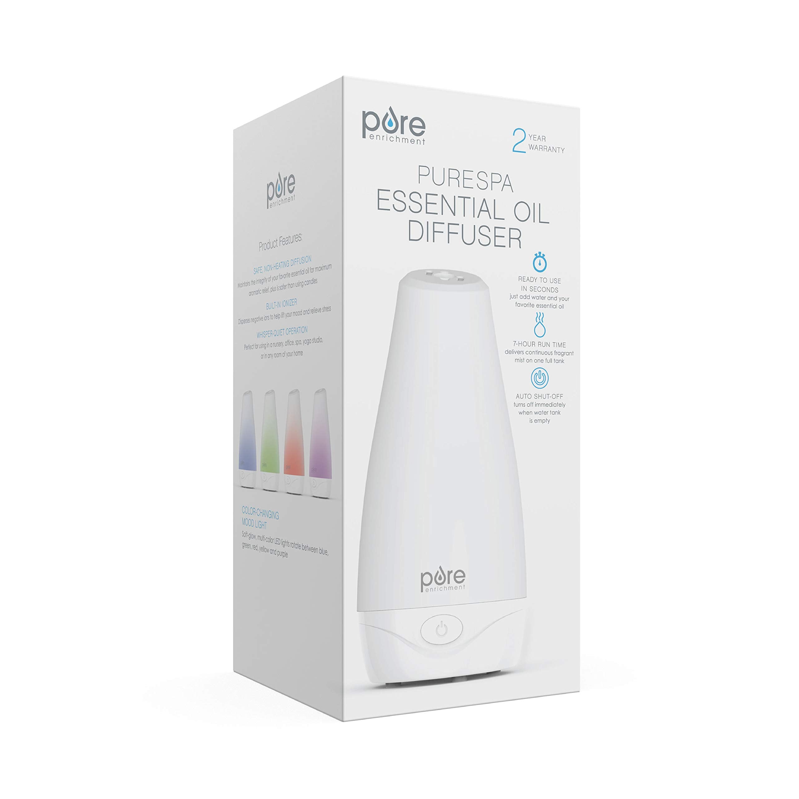 Packaging and warranty information for PureSpa diffuser