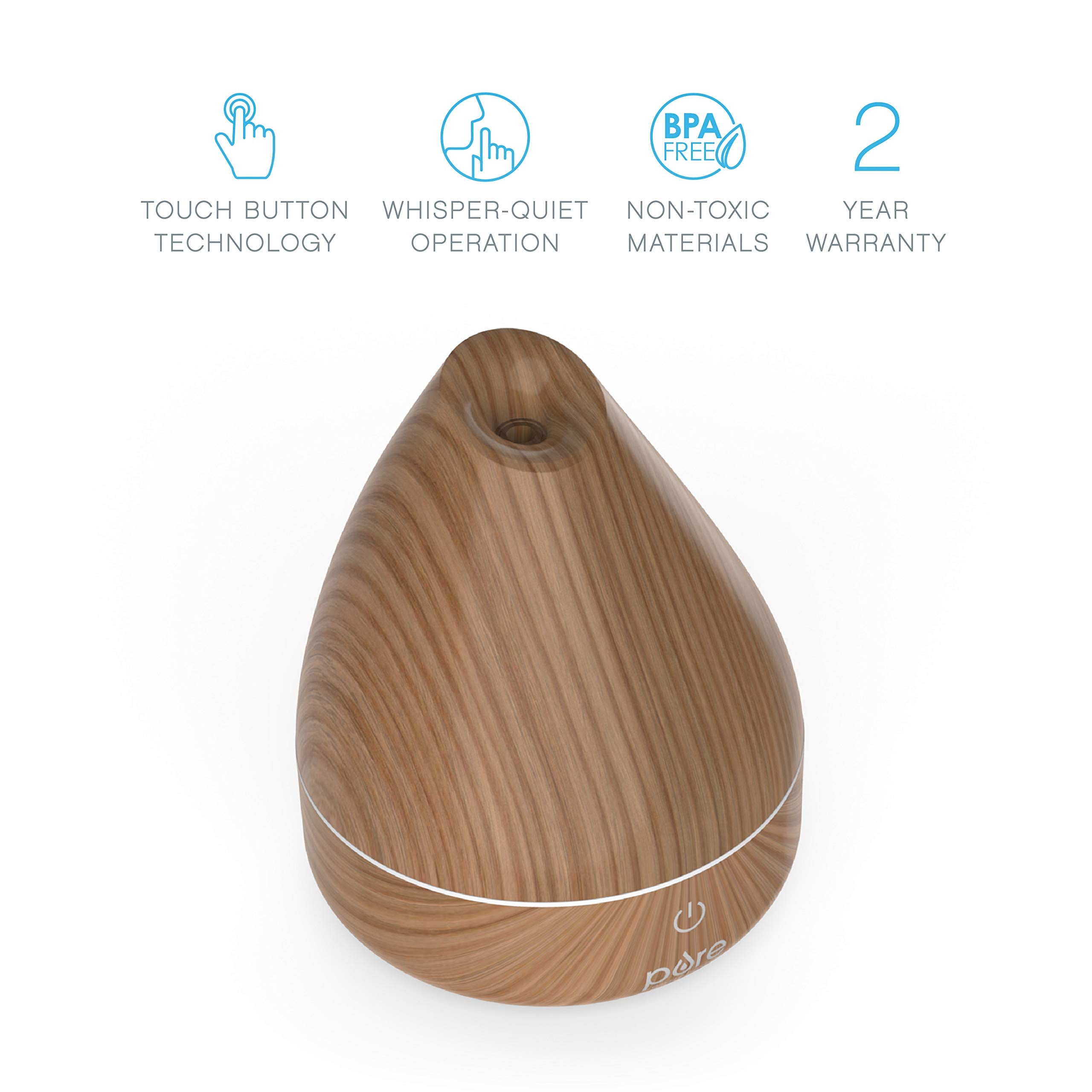 Diffuser emitting mist with color-changing LED lights