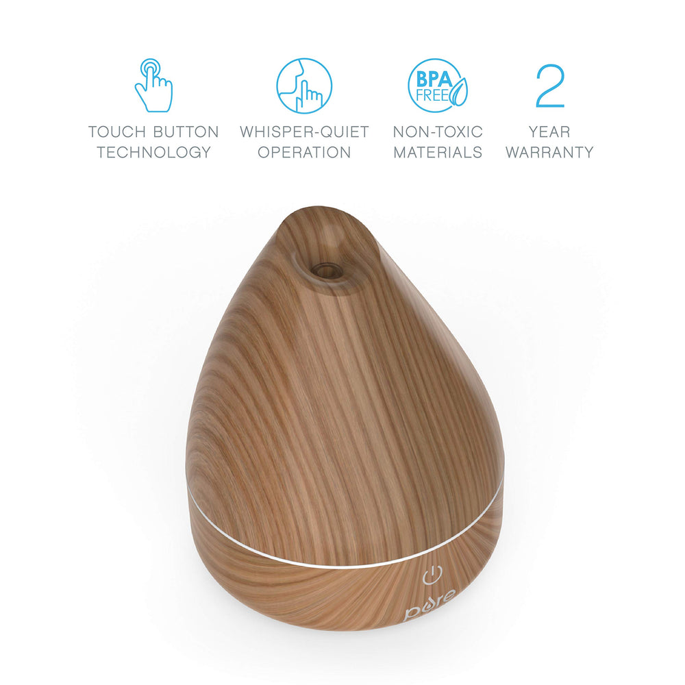 Diffuser emitting mist with color-changing LED lights