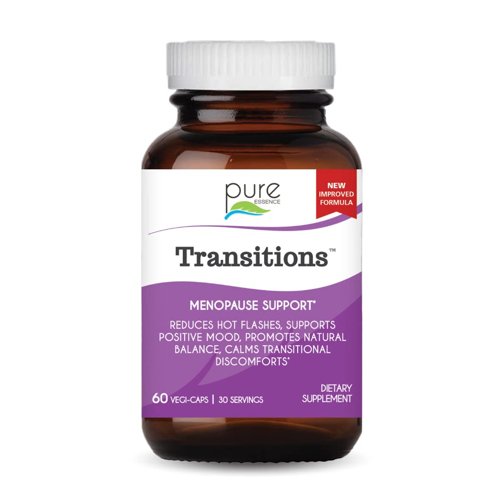 Pure Essence Labs Transitions bottle front showing hormone balance support