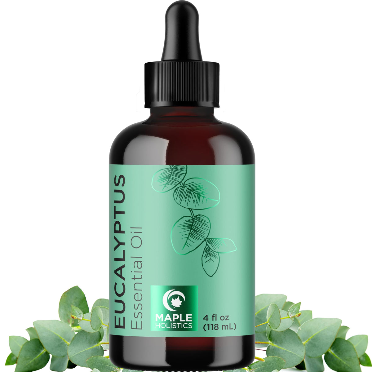 Pure eucalyptus essential oil 4oz bottle with dropper
