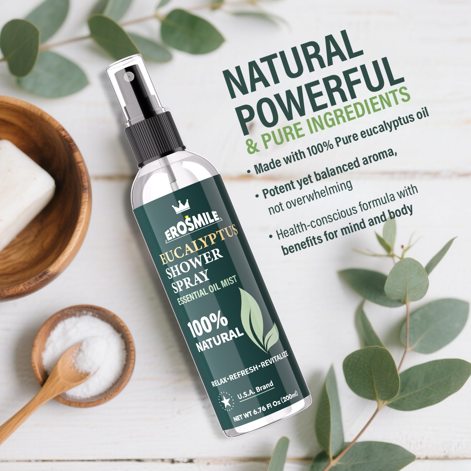 Pure eucalyptus essential oil shower mist