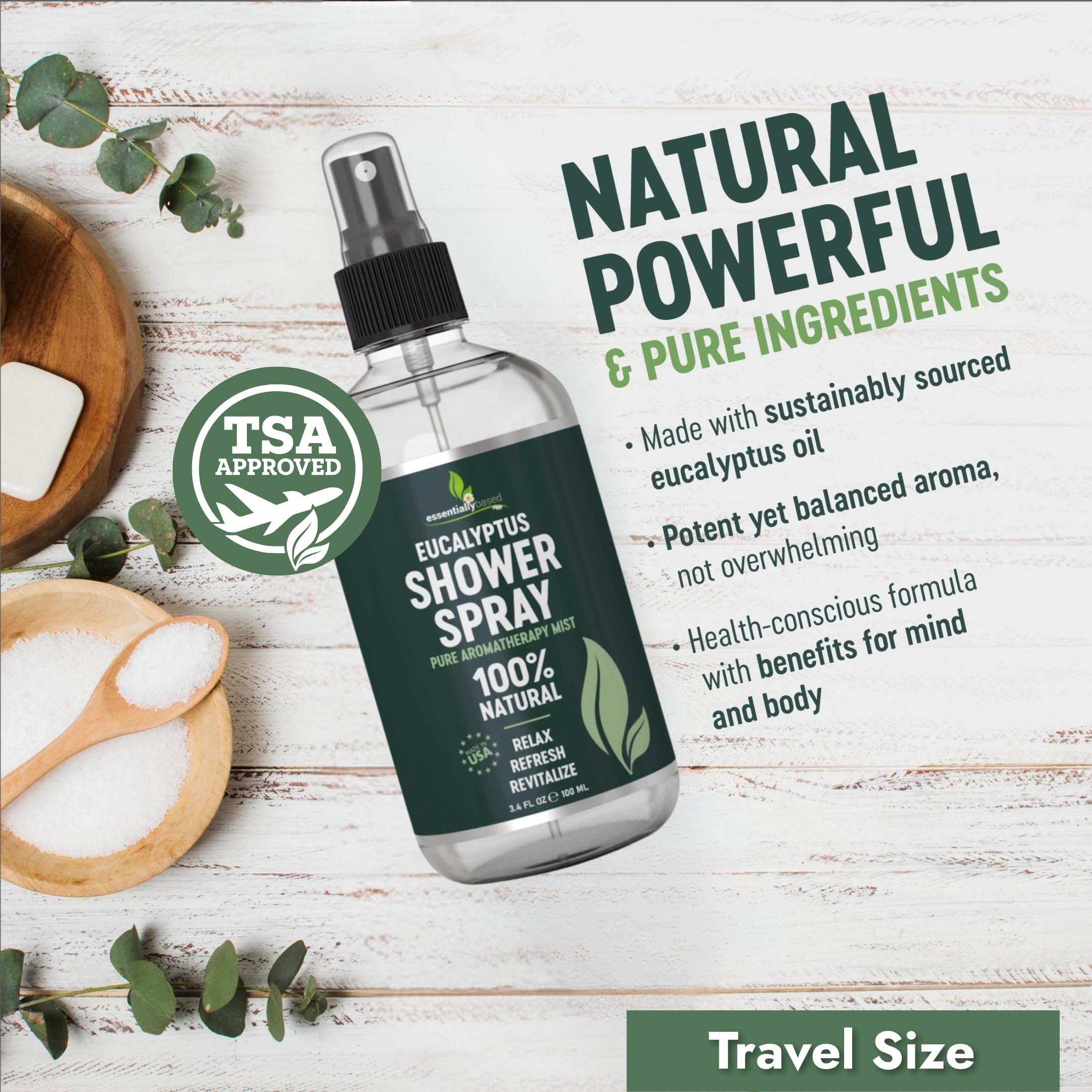 Label of Pure Eucalyptus Shower Spray 3.4oz