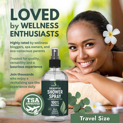 Made in USA seal with Pure Eucalyptus Shower Spray