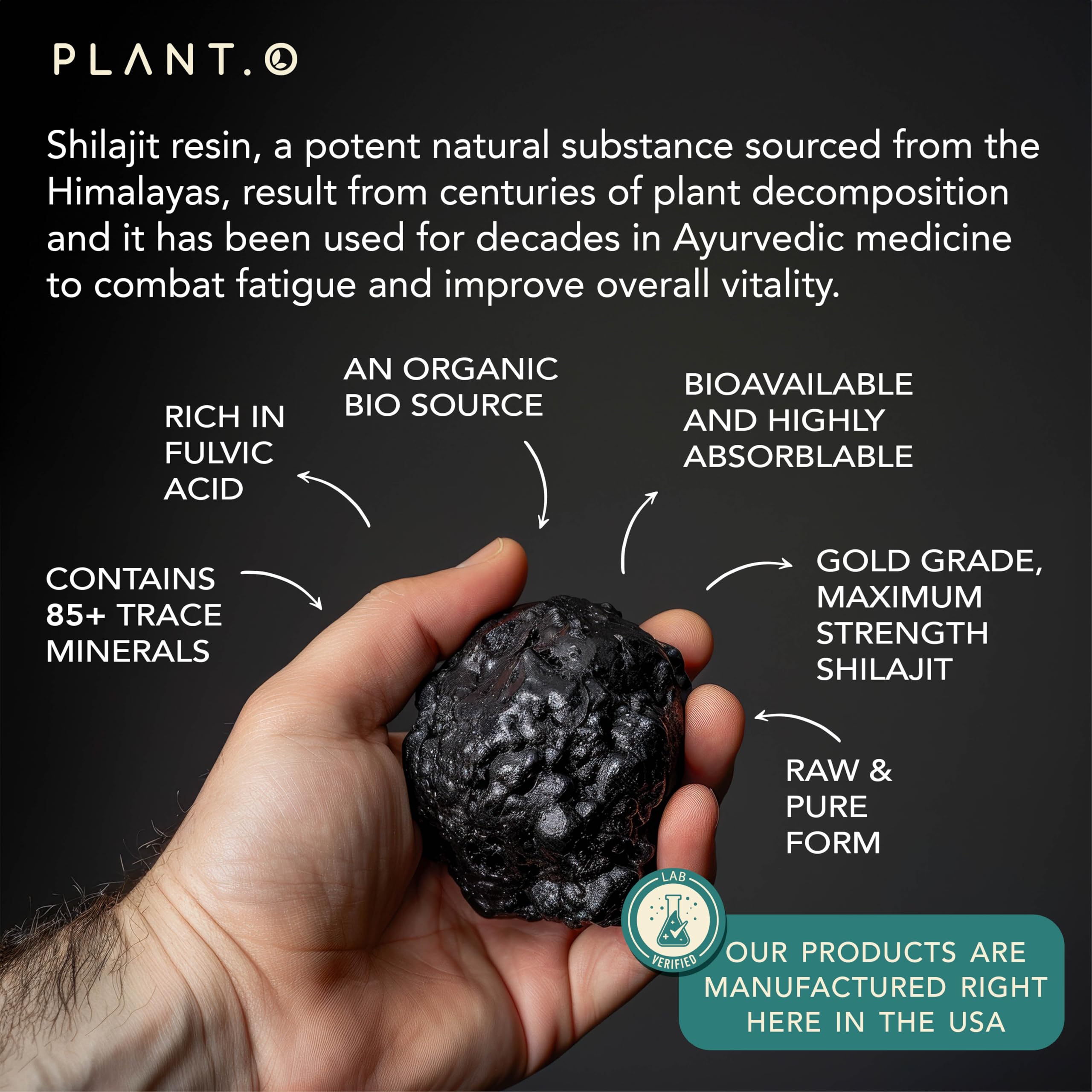 Shilajit capsules displayed with 90 veggie pills per bottle