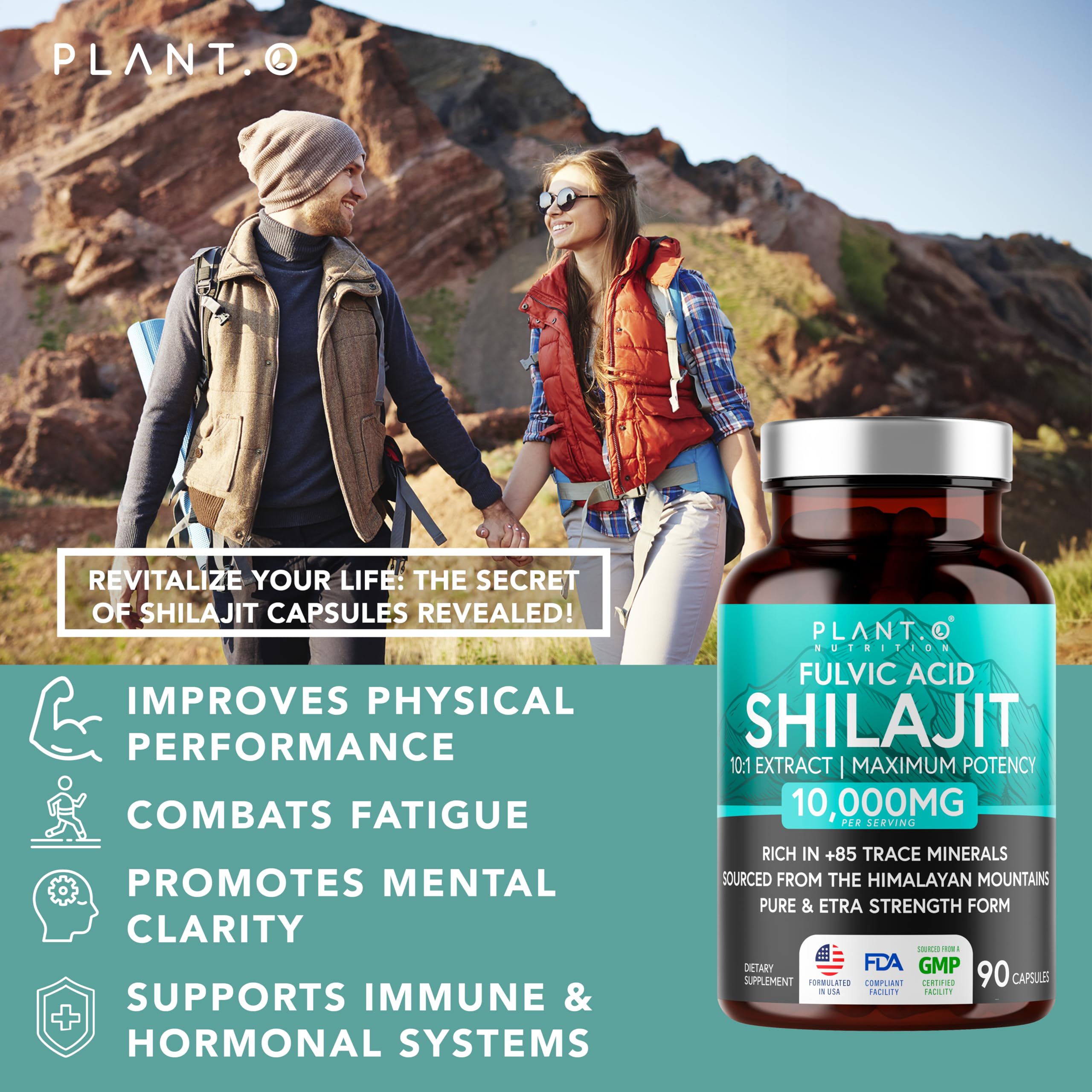 Concept image of fulvic acid and trace minerals with Shilajit