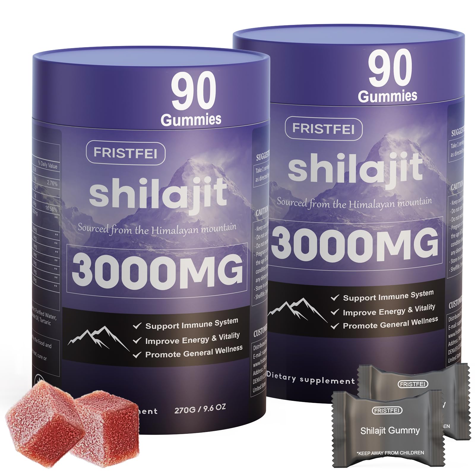 Fristfei Pure Himalayan Shilajit Gummies – 180 Count, 85+ Minerals, In ...
