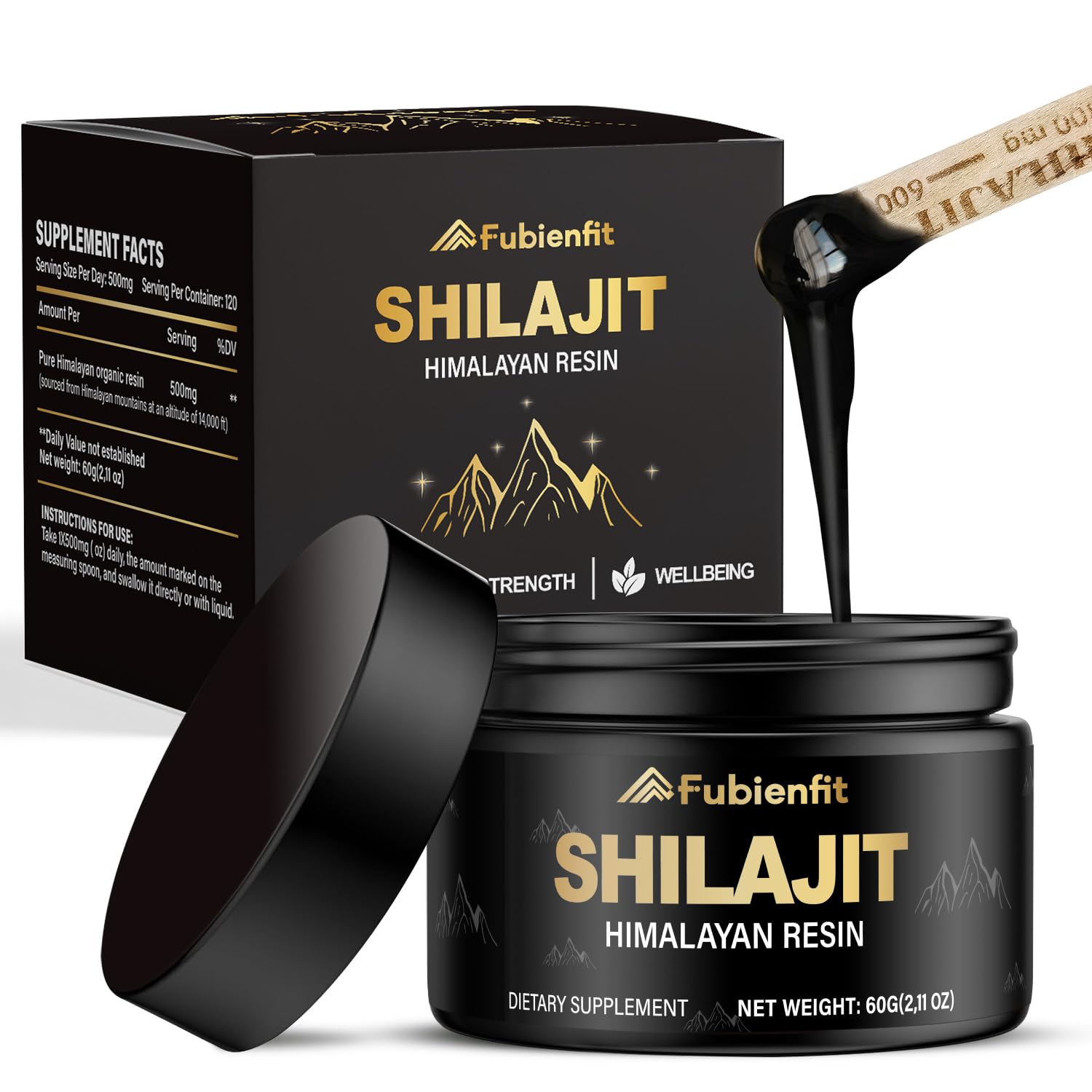 Front view of Pure Himalayan Shilajit Resin 60g