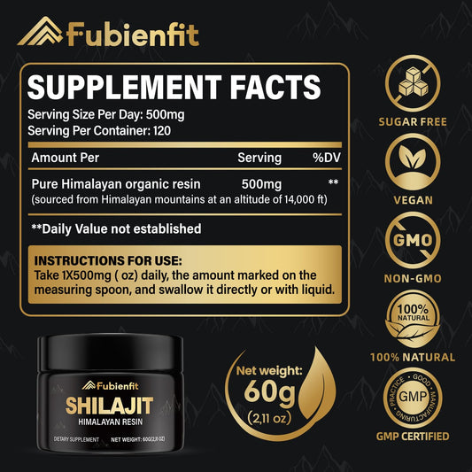 Packaging label for Pure Himalayan Shilajit Resin 60g