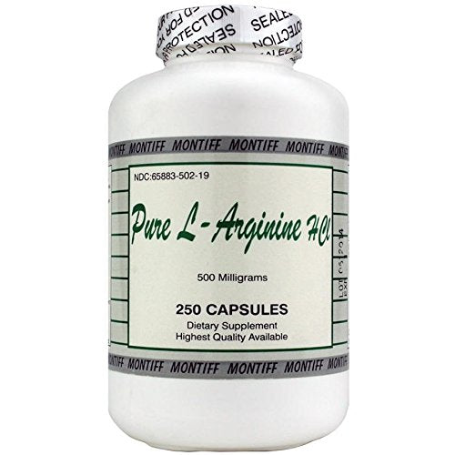 Pure L-Arginine HCl 500 mg bottle - Montiff 250 capsules