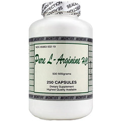 Pure L-Arginine HCl 500 mg bottle - Montiff 250 capsules