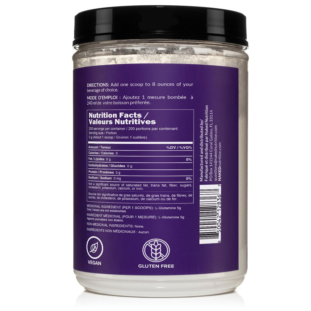 Naked Nutrition L-Glutamine packaging on white background