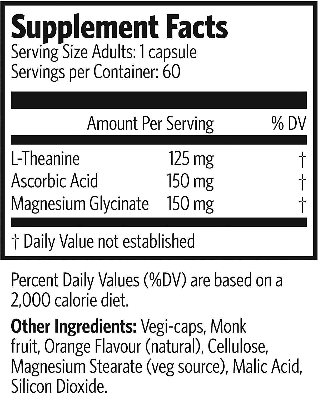 Back or side view showing 60-count bottle of L-Theanine chewables