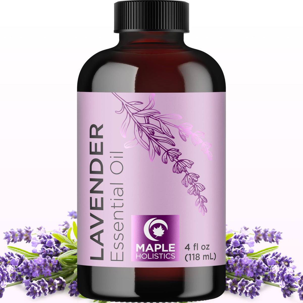 Pure lavender essential oil in glass bottle 4 oz