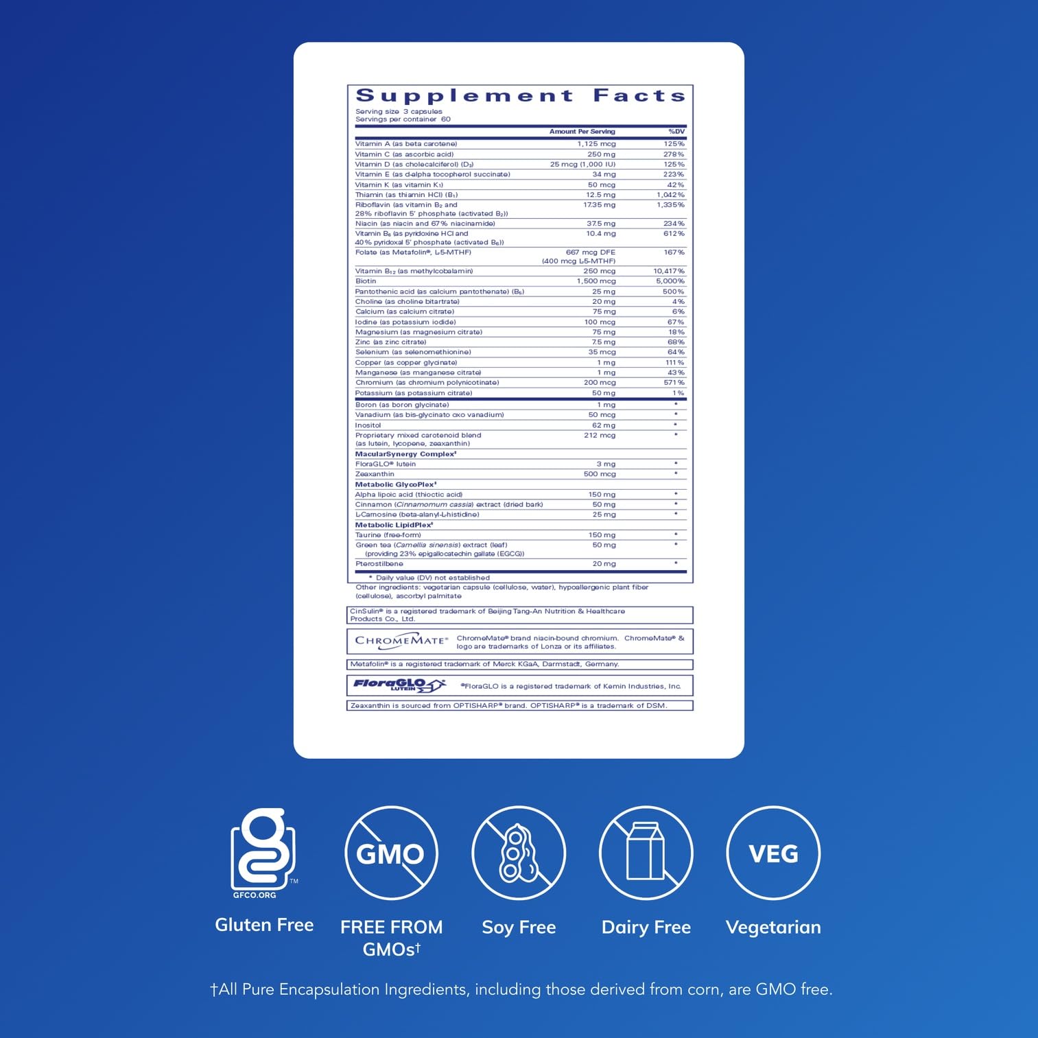 PureLean Nutrients bottle back label with supplement facts