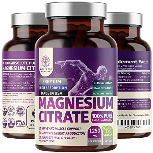 Pure Magnesium Citrate Capsules 1250mg – 120 capsules, hero image