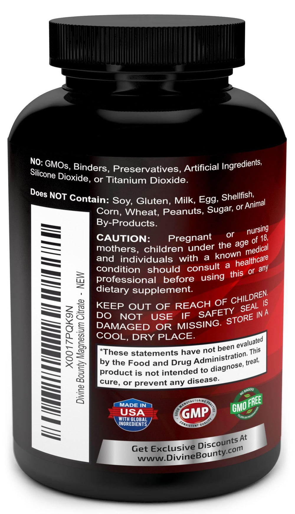 Divine Bounty Magnesium Citrate bottle and label