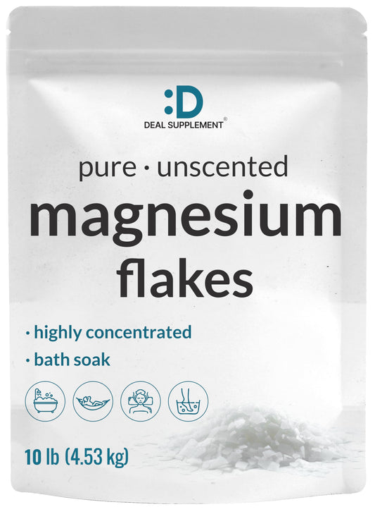 10 lb pouch of unscented magnesium flakes for baths