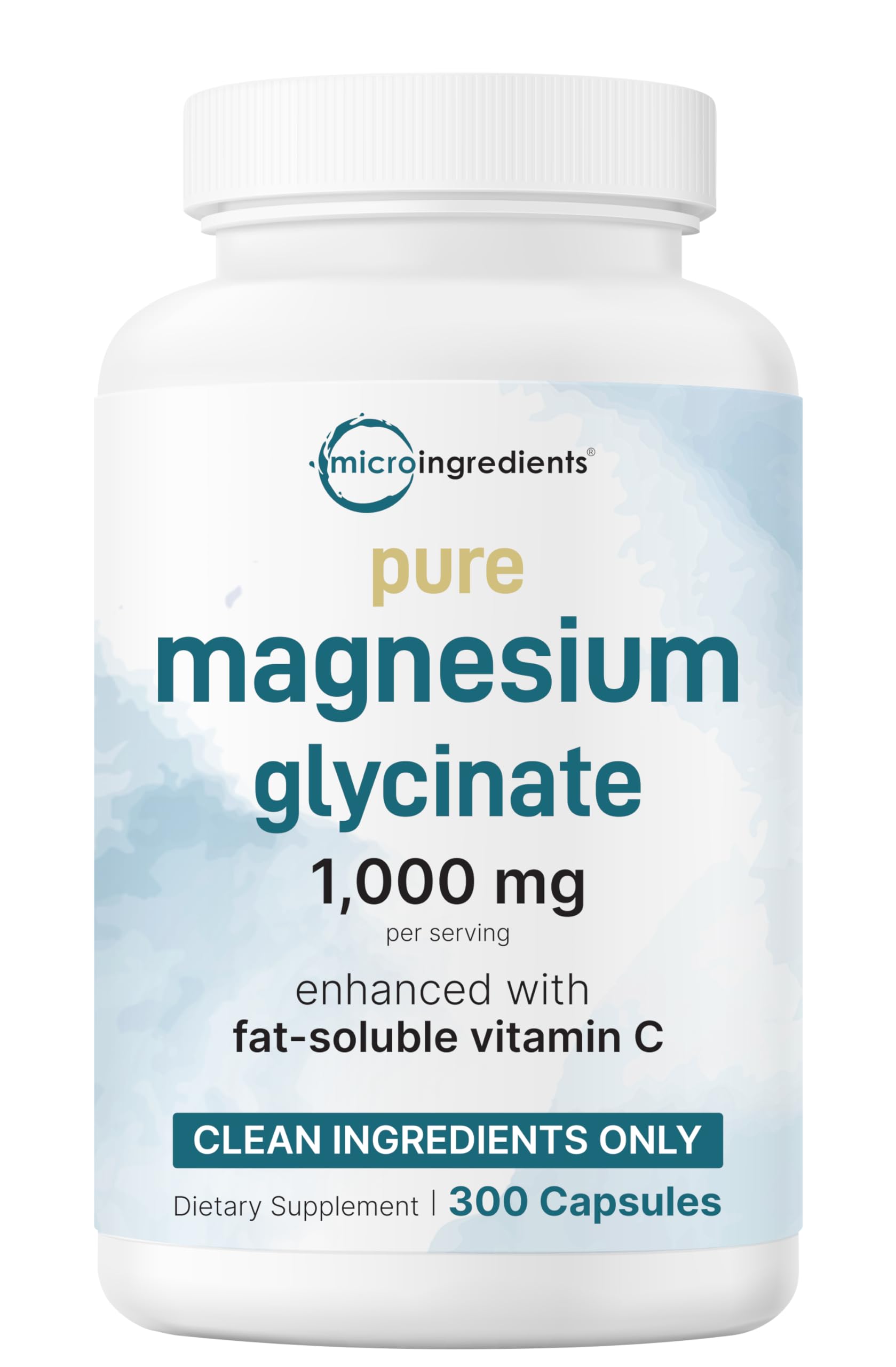 Bottle of Pure Magnesium Glycinate 1000mg (300 capsules)