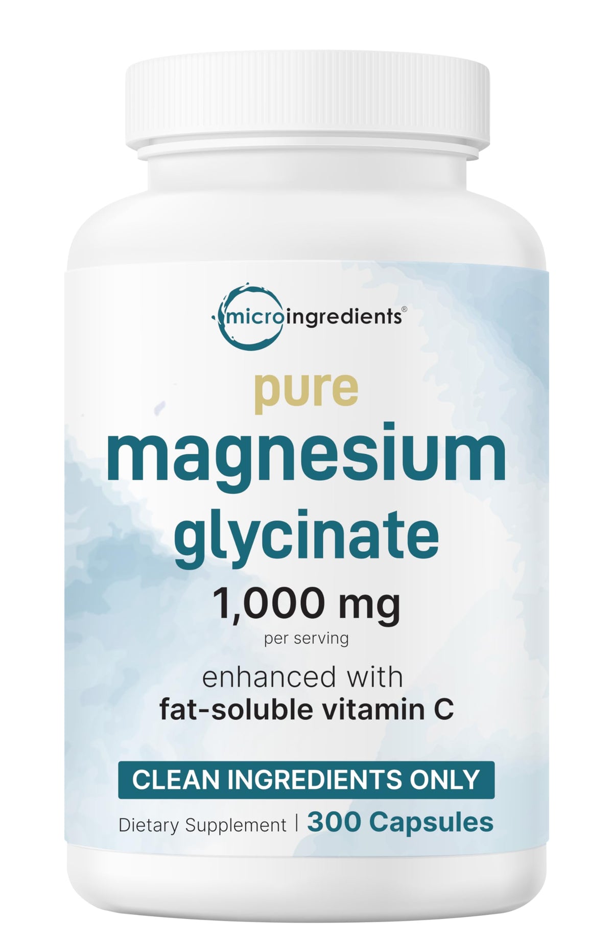 Bottle of Pure Magnesium Glycinate 1000mg (300 capsules)
