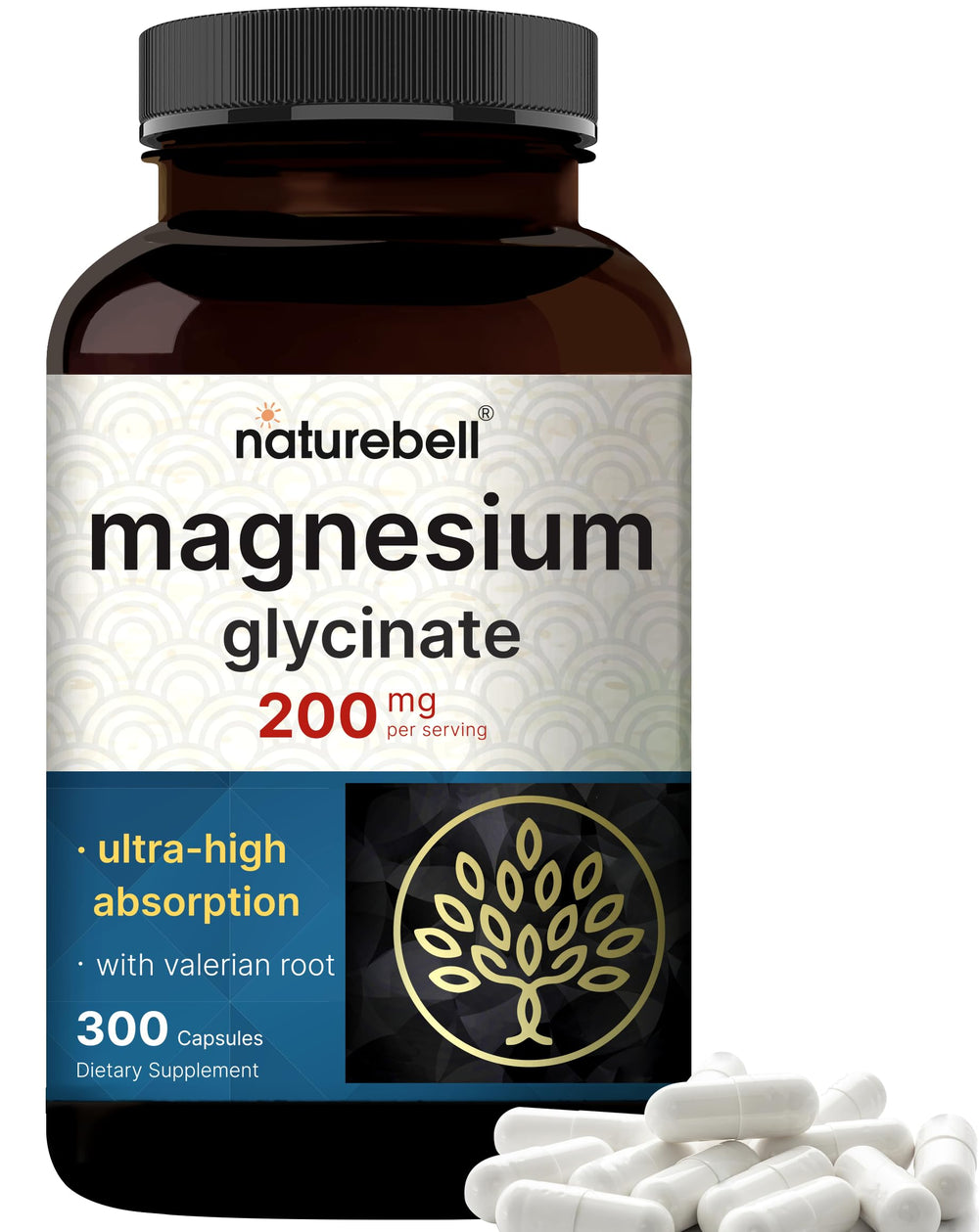 Bottle of Pure Magnesium Glycinate with Valerian Root supplement