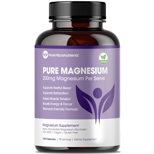 Pure magnesium glycinate supplement bottle with capsules