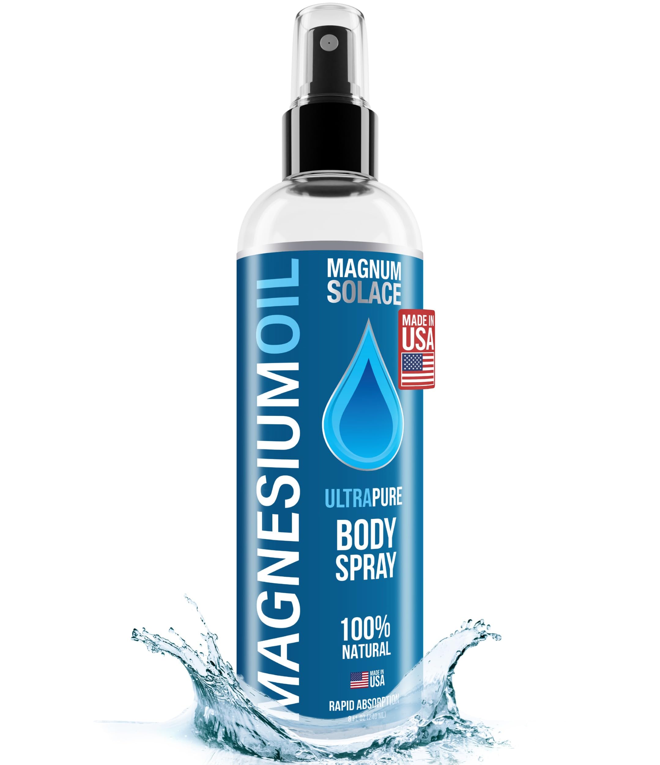 Pure Magnesium Oil Spray bottle on white background