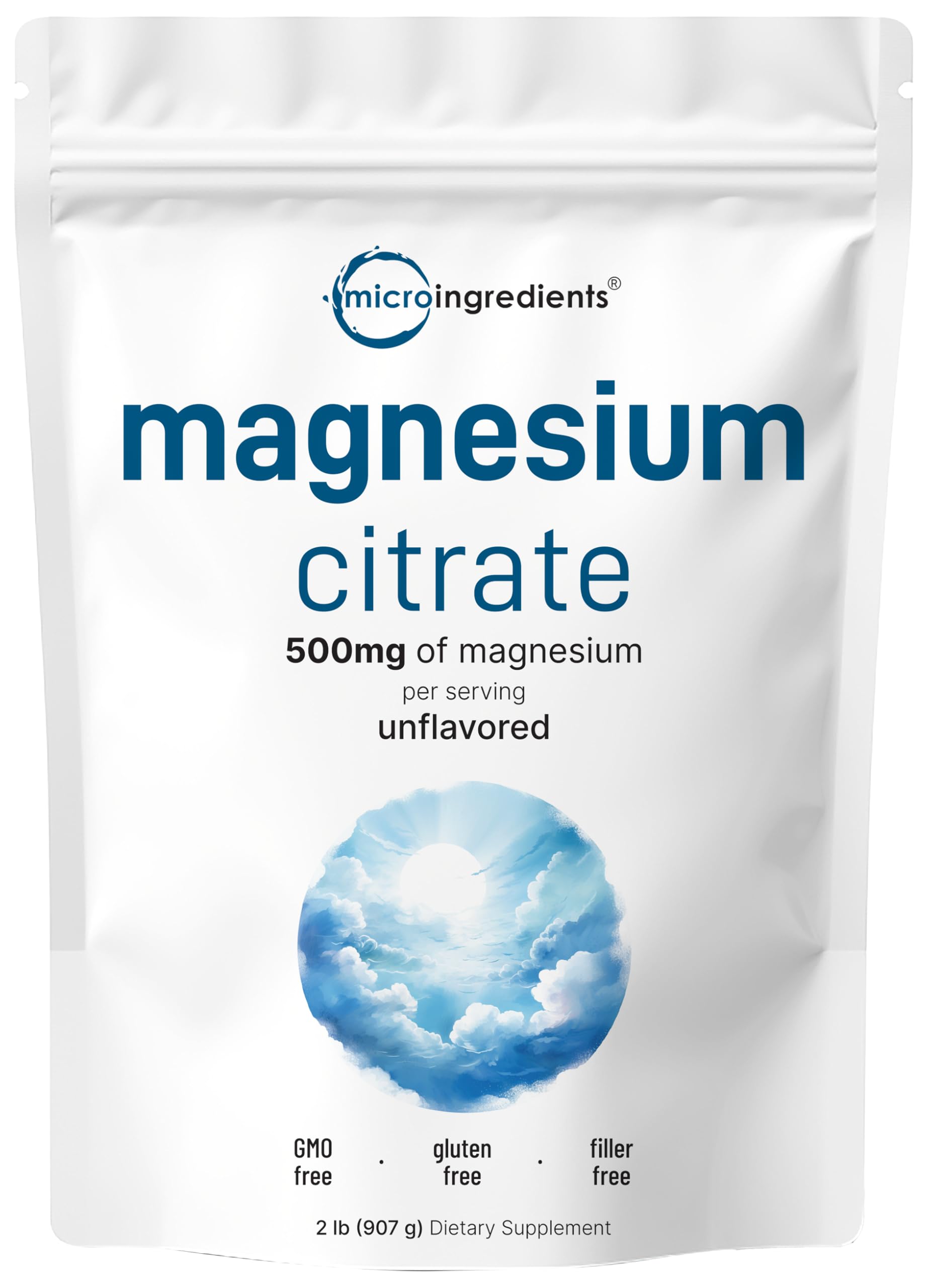 Pure Magnesium Powder 2lb container on white background