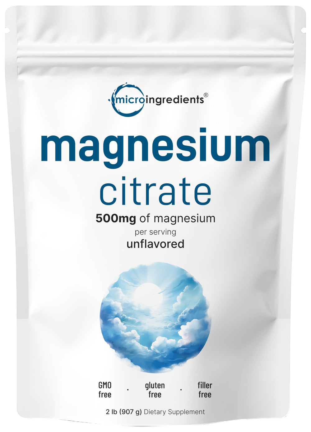 Pure Magnesium Powder 2lb container on white background