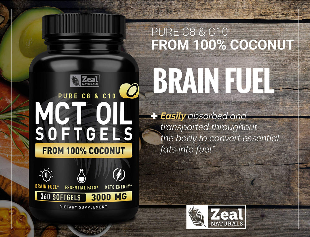 Keto-friendly, gluten-free, non-GMO label on MCT capsules