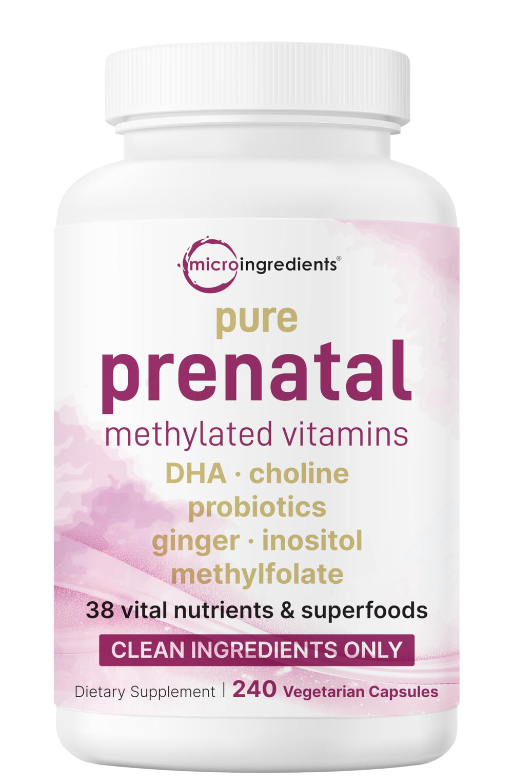 Pure methylated prenatal vitamin for women - 240 veggie capsules