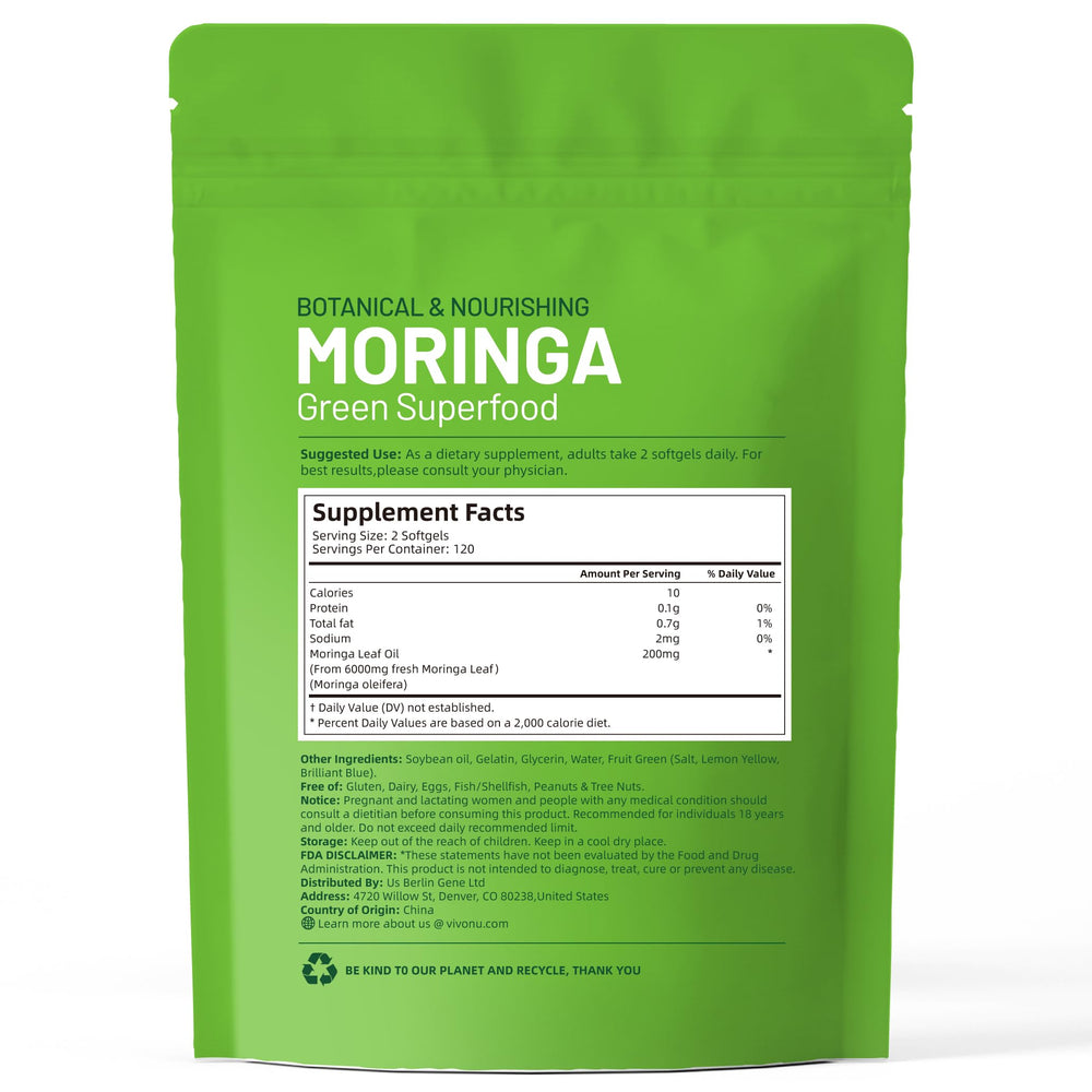 Product packaging and branding for Pure Moringa Capsules