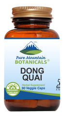 Bottle of Pure Mountain Botanicals Dong Quai Capsules with 500mg Organic Dong Quai Root