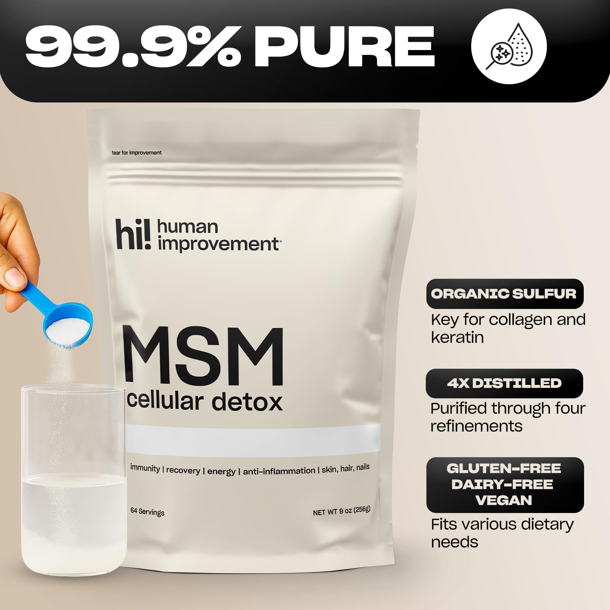 Close-up texture of Pure MSM Powder